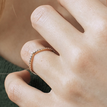 Кольцо "Особенное" с фианитами (желтое золото) к07467 №13