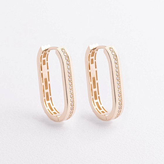Серьги "Jenny" с фианитами (желтое золото) с09579 №2