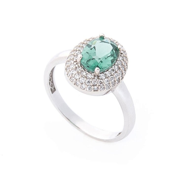 Золота каблучка (празиолит, фіаніти) к04661 від ювелірного магазину Онікс