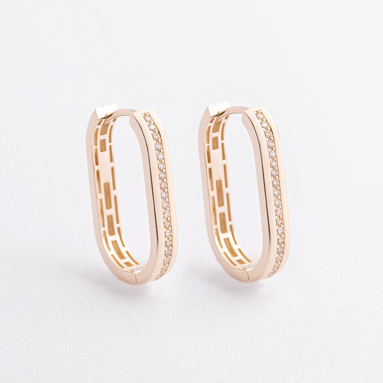 Серьги "Jenny" с фианитами (желтое золото) с09579 от ювелирного магазина Оникс - 1