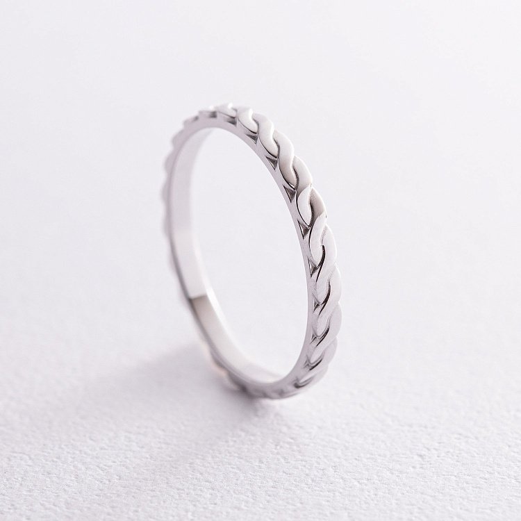 Каблучка "Косичка" у білому золоті к07417 від ювелірного магазину Онікс