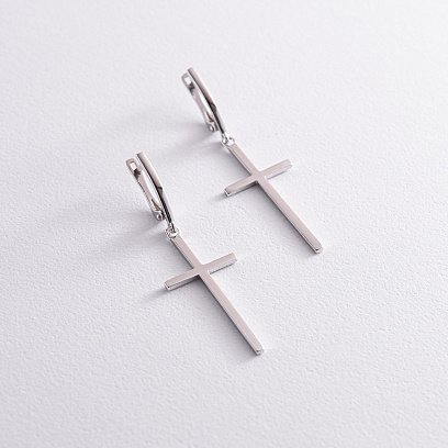 Срібні сережки "Хрестики" 123222 №2