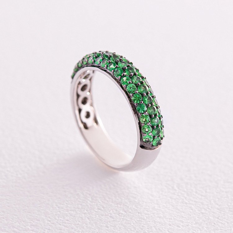 Золота каблучка з цаворитами кб0444gl від ювелірного магазину Онікс