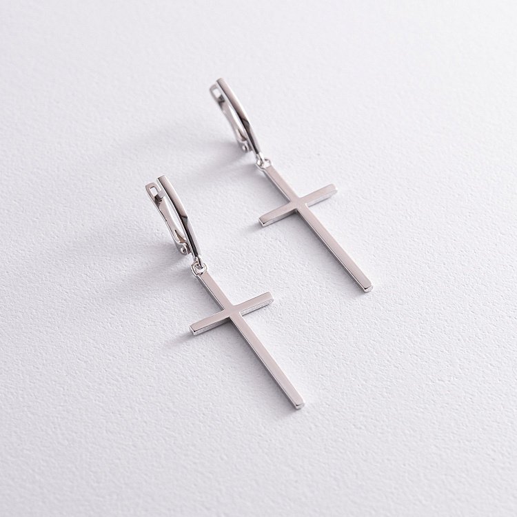 Срібні сережки "Хрестики" 123222 від ювелірного магазину Онікс - 1