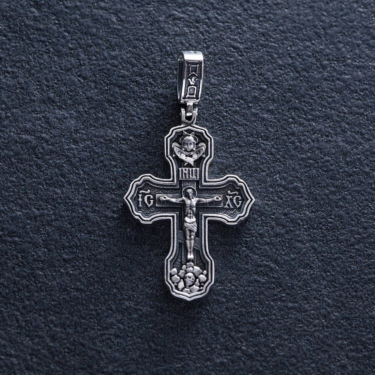 Срібний хрест "Розп'яття. Спаси і Збережи" кду-24 від ювелірного магазину Онікс