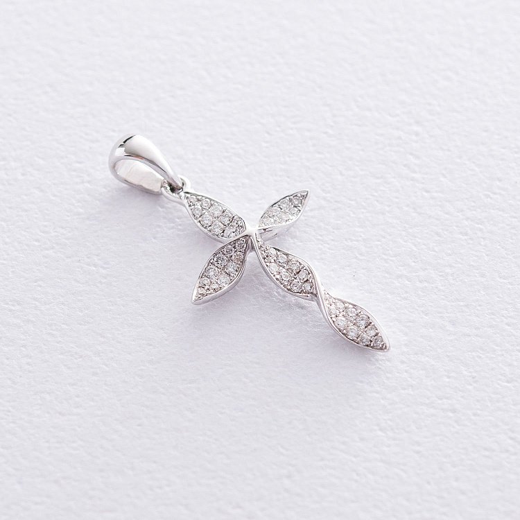 Золотой крестик с бриллиантами пм0713 от ювелирного магазина Оникс