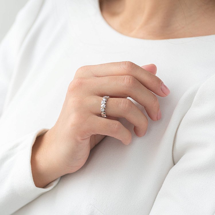 Золота каблучка "Сердечка" (фіаніти) к05595 від ювелірного магазину Онікс - 1