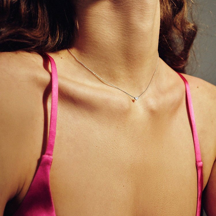 Колье "Сердечко" в белом золоте кол01771 от ювелирного магазина Оникс - 5