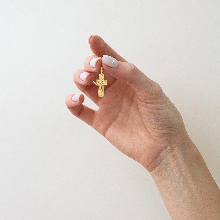 Срібний православний хрестик з позолотою 131796 від ювелірного магазину Онікс - 1