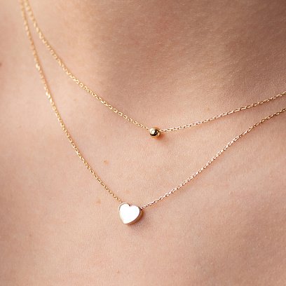 Двойное золотое колье "Шар и сердечко" кол02280 №2