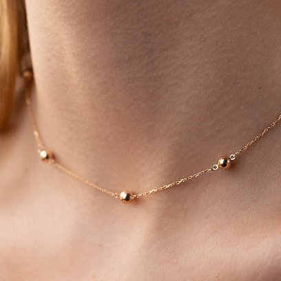 Кольє - краватка 2 в 1 "Кульки" у червоному золоті кол02066 №7