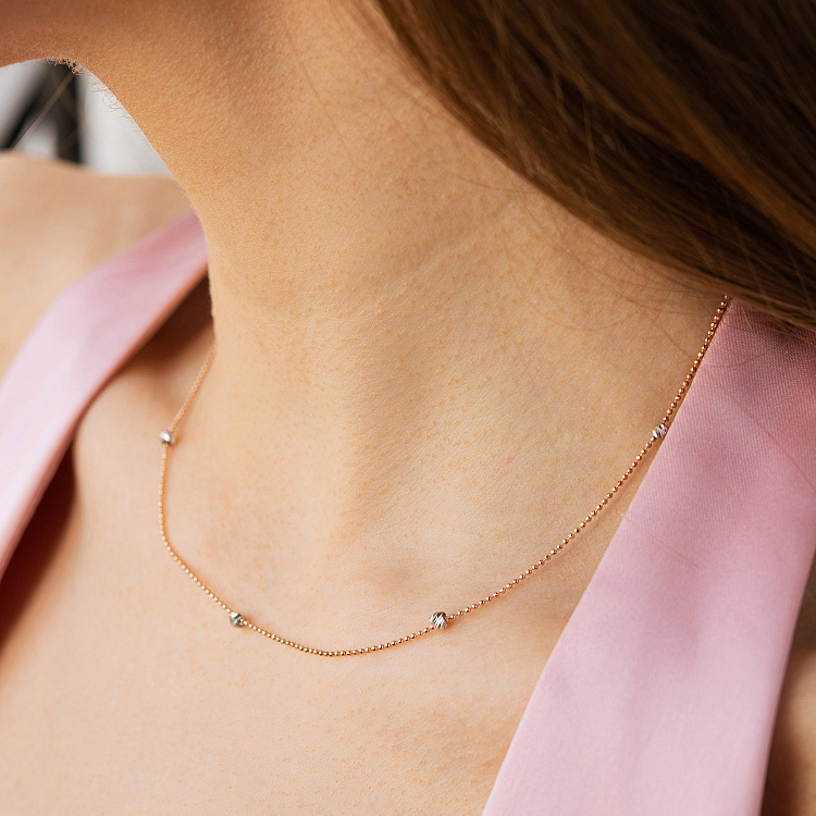 Колье "Шарики" в красном золоте кол02582 от ювелирного магазина Оникс - 5