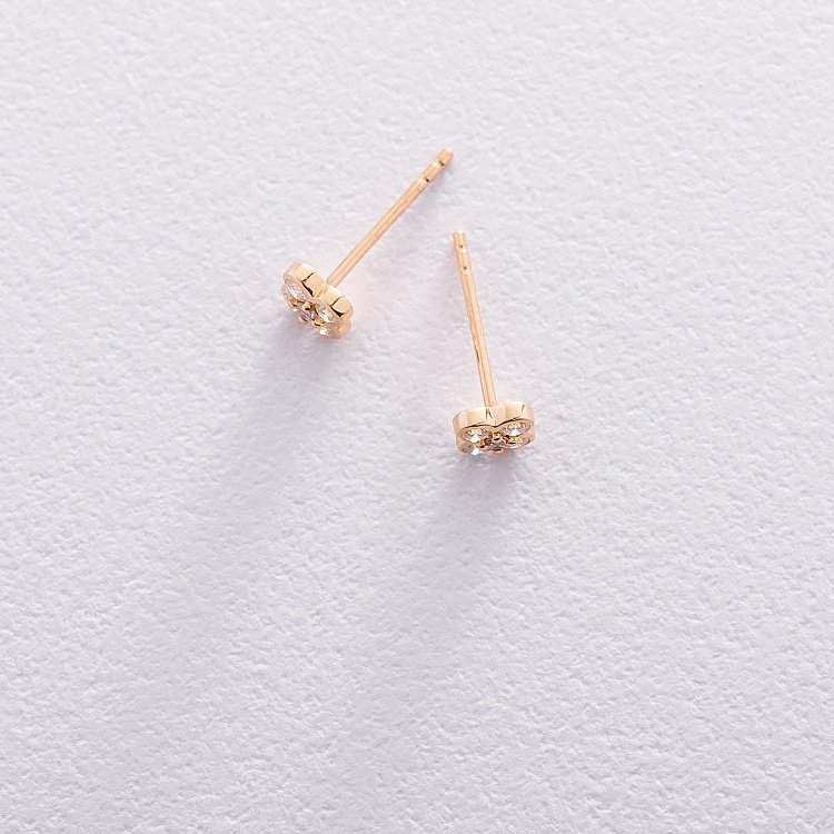 Золоті сережки-пусети "Конюшина" з діамантами сб0302mr від ювелірного магазину Онікс - 3