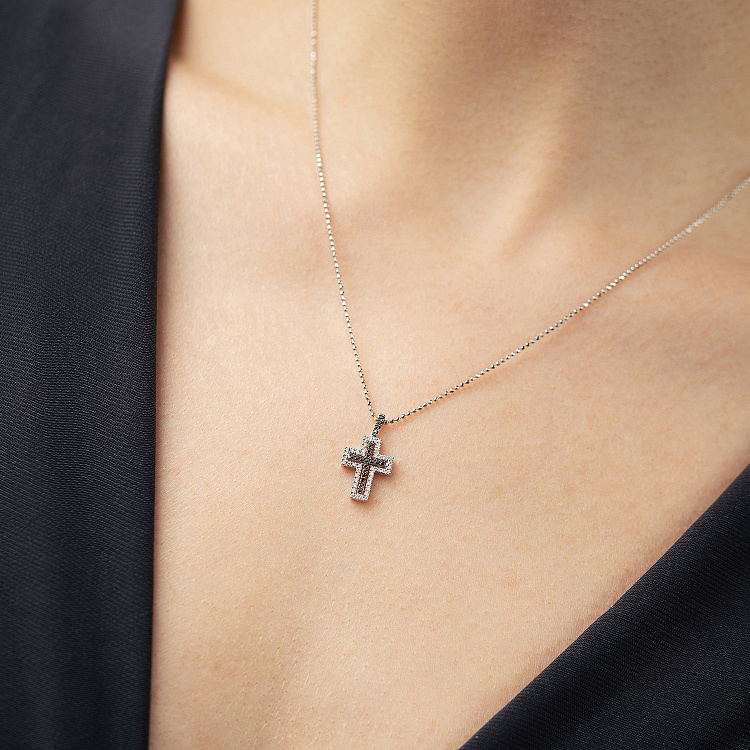 Золотий хрестик з діамантами пб0119са від ювелірного магазину Онікс - 5