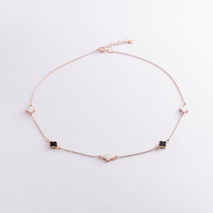 Золотое колье "Клевер" с эмалью 860410Е от ювелирного магазина Оникс