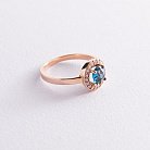 Золотое кольцо с голубым и белыми фианитами к06840 от ювелирного магазина Оникс - 2