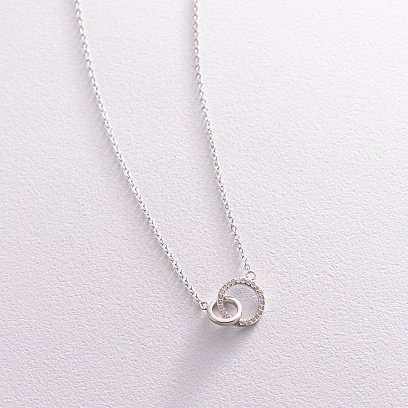 Серебряное колье "Сплетение колец" с фианитами 181093 №2