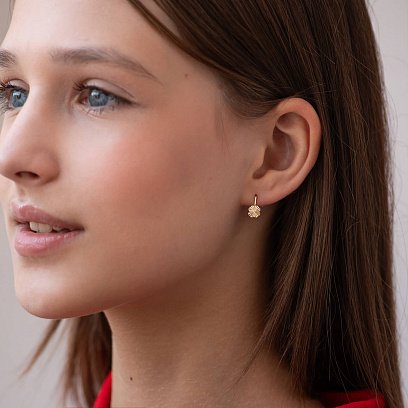 Золотые детские серьги "Клевер" с09246 №4