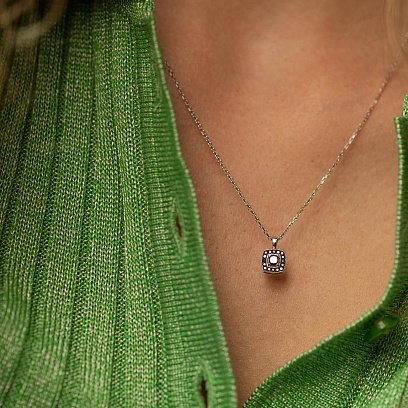 Колье с черными бриллиантами (белое золото) 729981121 №2