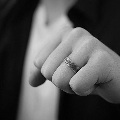 Срібна каблучка "Вишиванка - сварга" 1115 №12