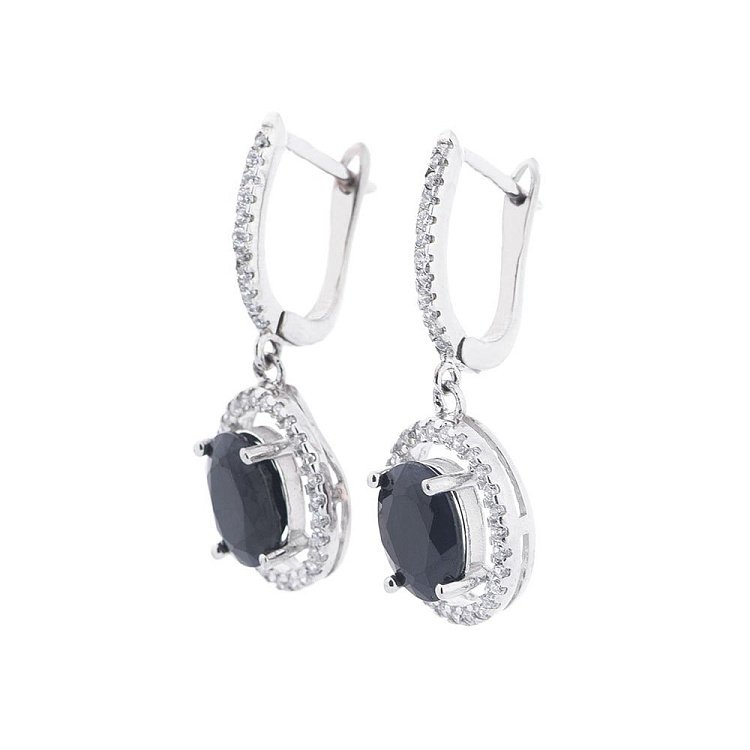 Сережки срібні (сапфір, фіаніти) 121455 від ювелірного магазину Онікс - 1