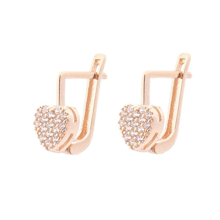 Золоті сережки "Сердечка" (фіаніт) с05966 від ювелірного магазину Онікс - 1