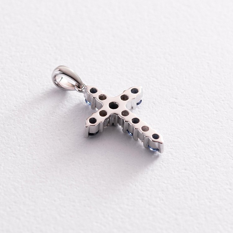 Золотой крестик с сапфирами и бриллиантами пб0278ri от ювелирного магазина Оникс - 2