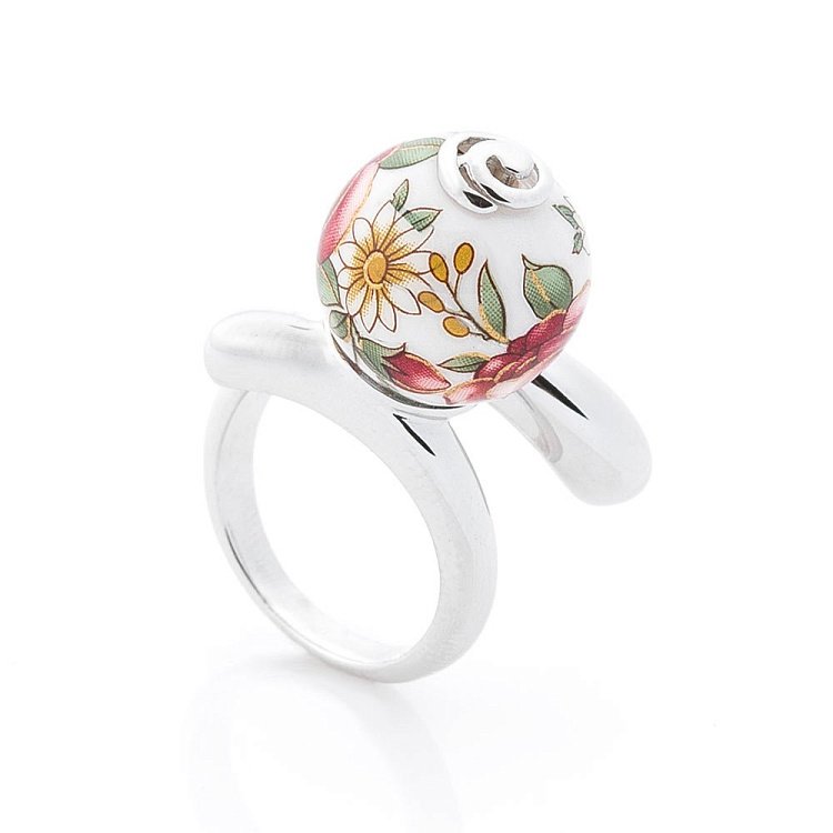 Серебряное кольцо (им. керамика) 111955 от ювелирного магазина Оникс