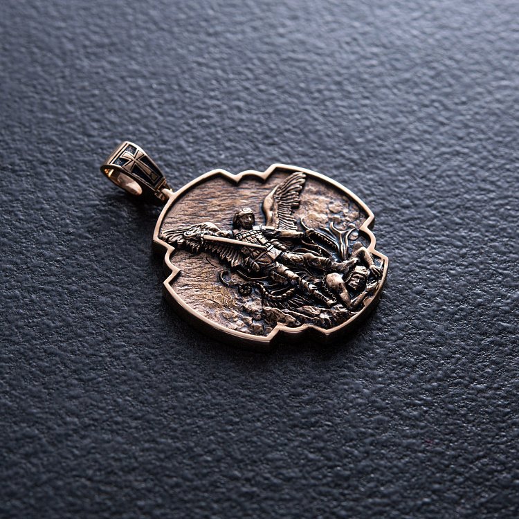 Золотой кулон "Український воїн. Молитва до Архангела Михаїла" п03826 от ювелирного магазина Оникс - 10