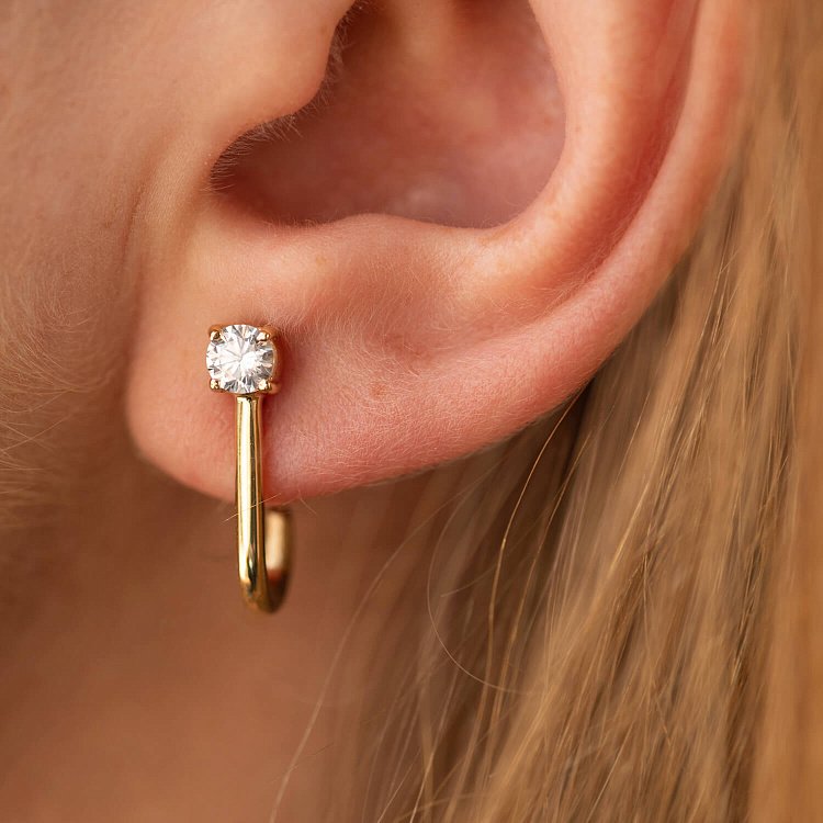 Сережки - пусети "Rita" з фіанітами (жовте золото) с09062 від ювелірного магазину Онікс - 3