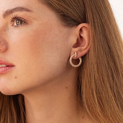 Серьги - пусеты "Evelyn" в красном золоте (фианиты) с08688 №4