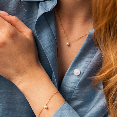 Кольє з перлиною (червоне золото) кол02402 №7