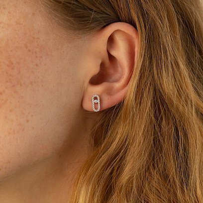 Сережки - пусети з діамантами (біле золото) 335081121 №2