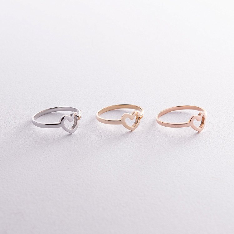 Кольцо "Сердечко" в желтом золоте к07411 - 8 Кольцо "Сердечко" в желтом золоте к07411 от ювелирного магазина Оникс - 8