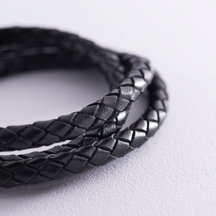 Шкіряний шнурок зі срібною застібкою 18724 від ювелірного магазину Онікс - 1