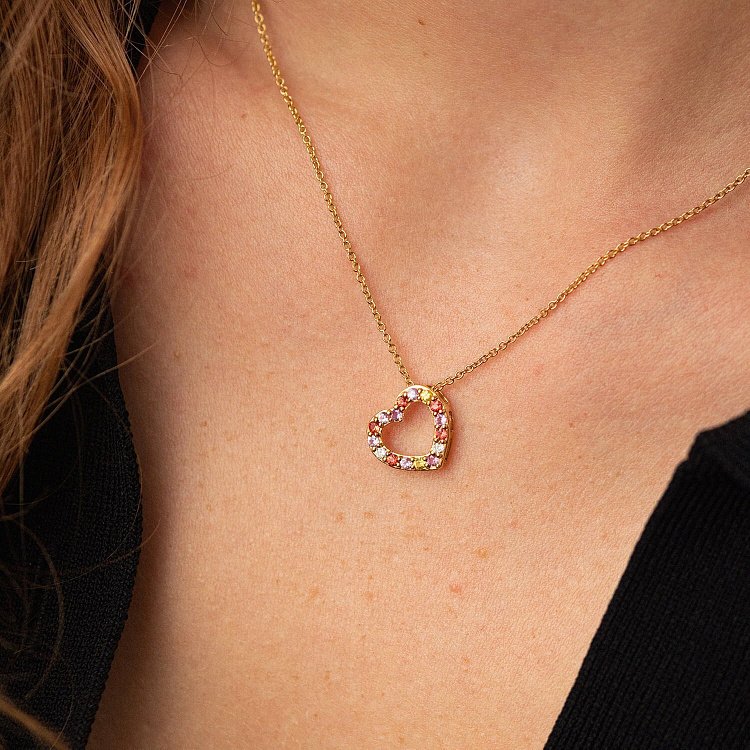 Золотое колье "Сердечко" с бриллиантами и сапфирами колб0091ca от ювелирного магазина Оникс - 6