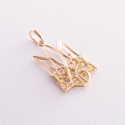 Підвіска "Тризуб з шаблями" у жовтому золоті п03746 №3