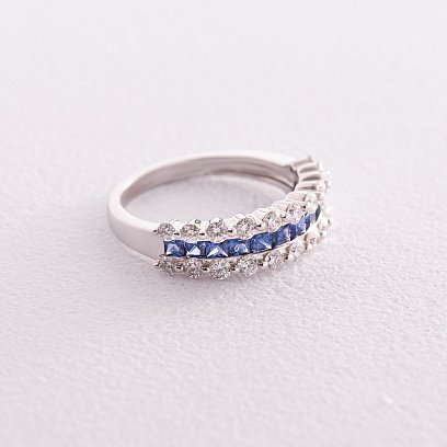 Золотое кольцо с бриллиантами и сапфирами кб0426mi №4