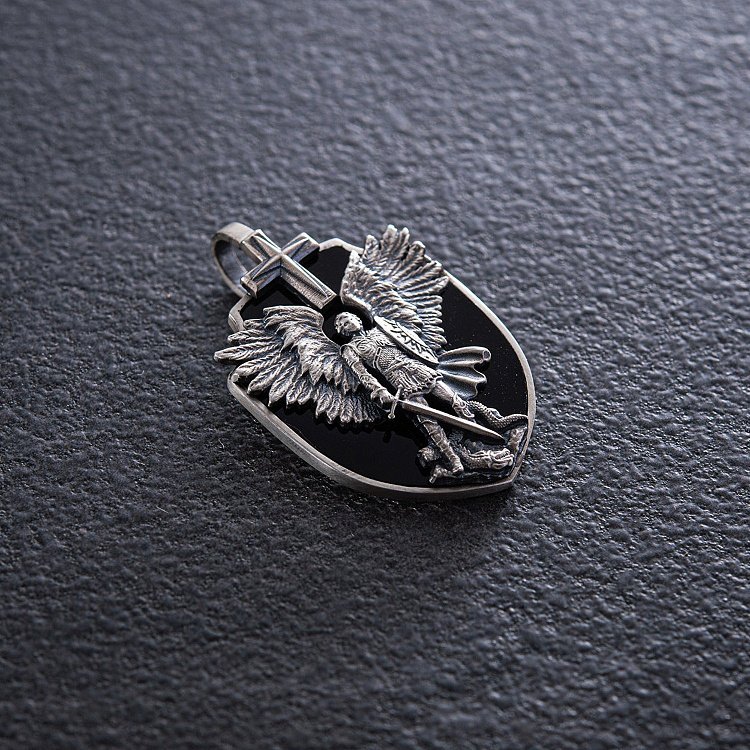 Серебряный кулон "Архангел Михаил" с ониксом (возможна индивидуальная гравировка) 277 от ювелирного магазина Оникс - 6