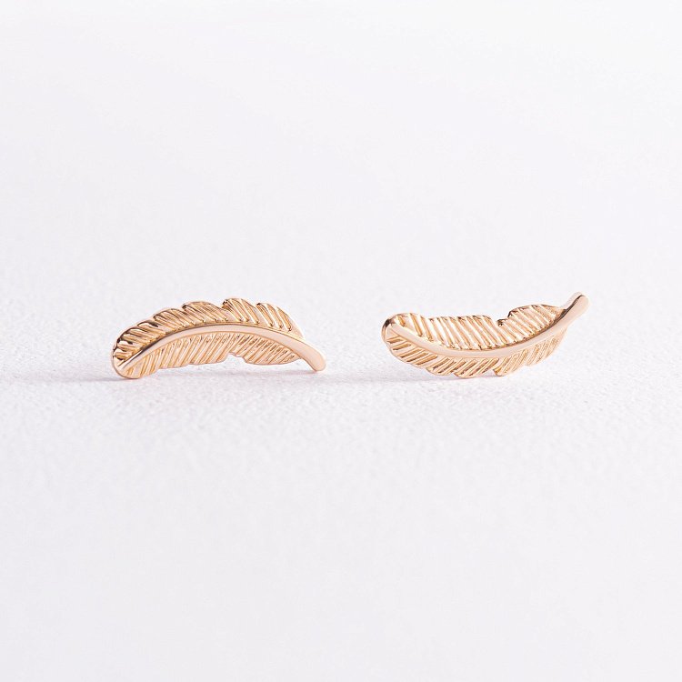 Золоті сережки - пусети "Пір'їнки" с07853 від ювелірного магазину Онікс