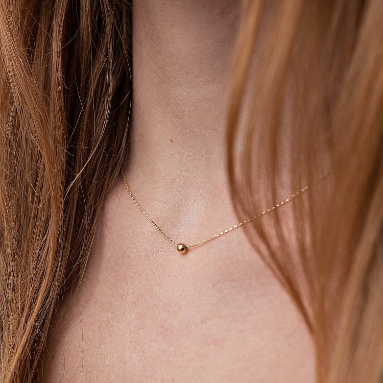 Кольє "Кулька" у жовтому золоті (4 мм) кол02123 від ювелірного магазину Онікс - 4