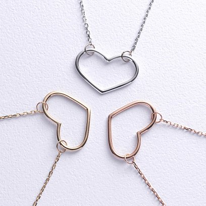 Кольє "Сердечко" у білому золоті кол02472 №2