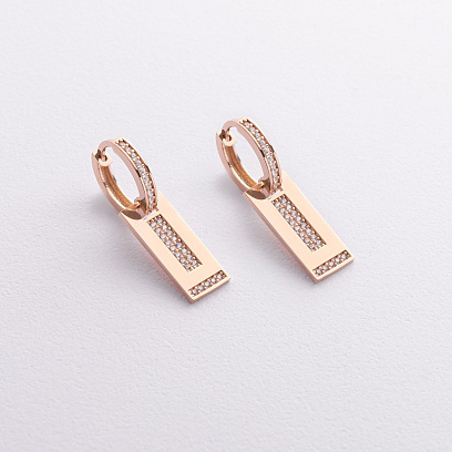 Серьги в красном золоте (фианиты) с08490 №2