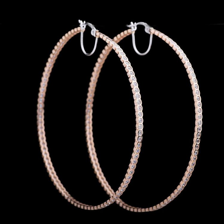 Серьги "Кольца" с фианитами из золота с03124 от ювелирного магазина Оникс - 1