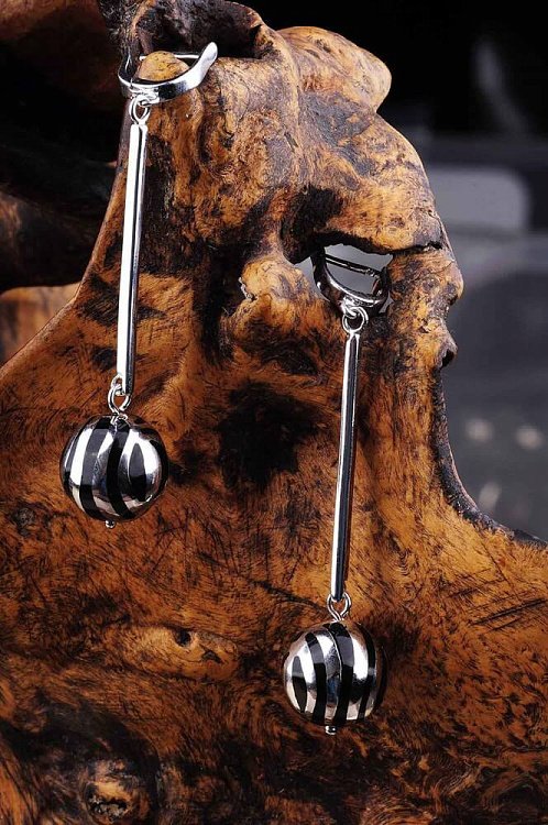 Сережки "Кульки" (родій, емаль) 12723 від ювелірного магазину Онікс - 1