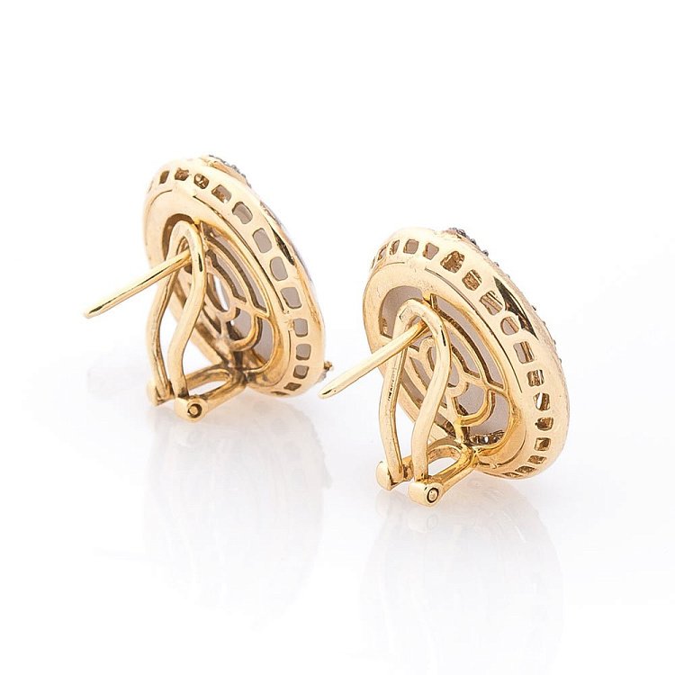 Золотые серьги с фианитами и эмалью с02888 от ювелирного магазина Оникс - 1