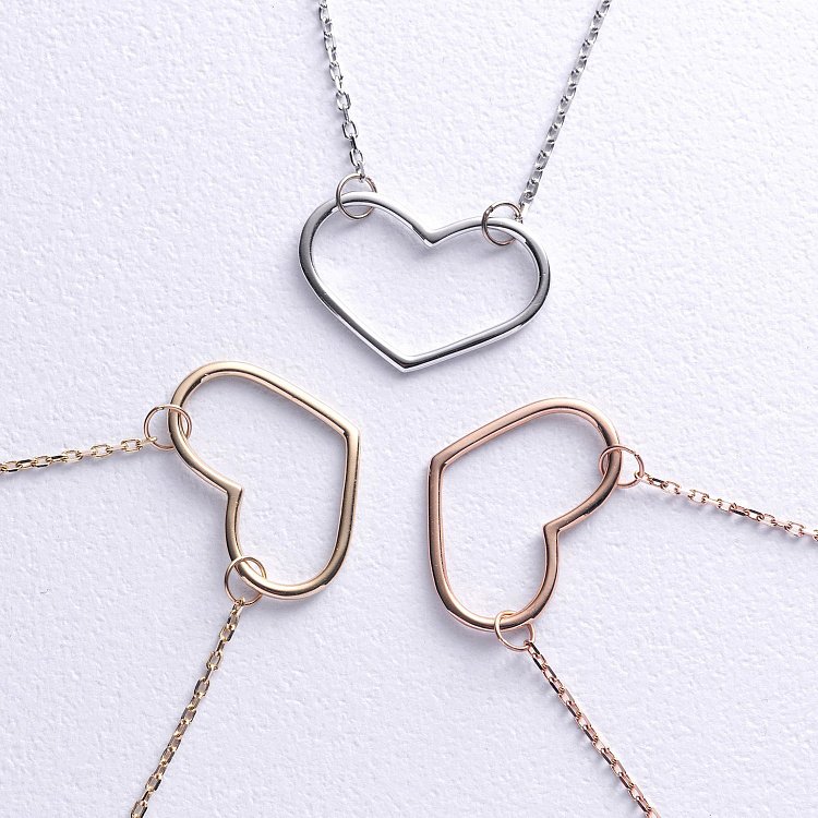 Кольє "Сердечко" у білому золоті кол02472 від ювелірного магазину Онікс - 1