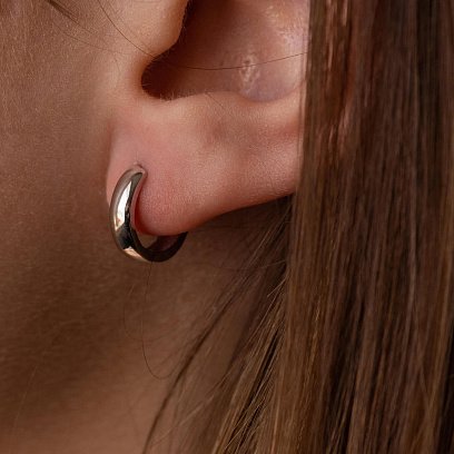 Серьги - кольца в белом золоте с08210 №4