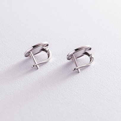 Серьги "Love" в белом золоте (эмаль) с06795 №3