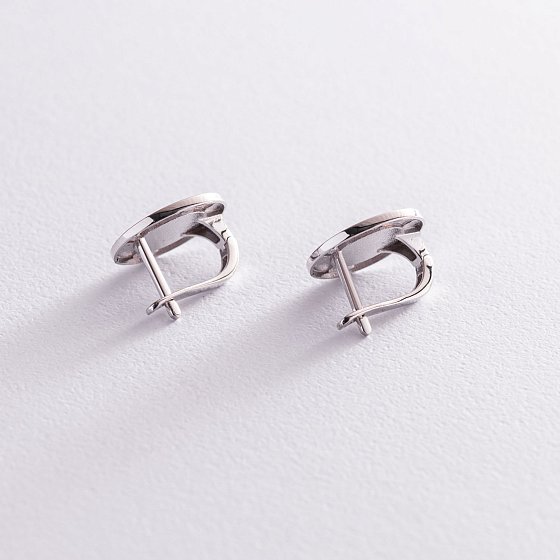 Серьги "Love" в белом золоте (эмаль) с06795 №3